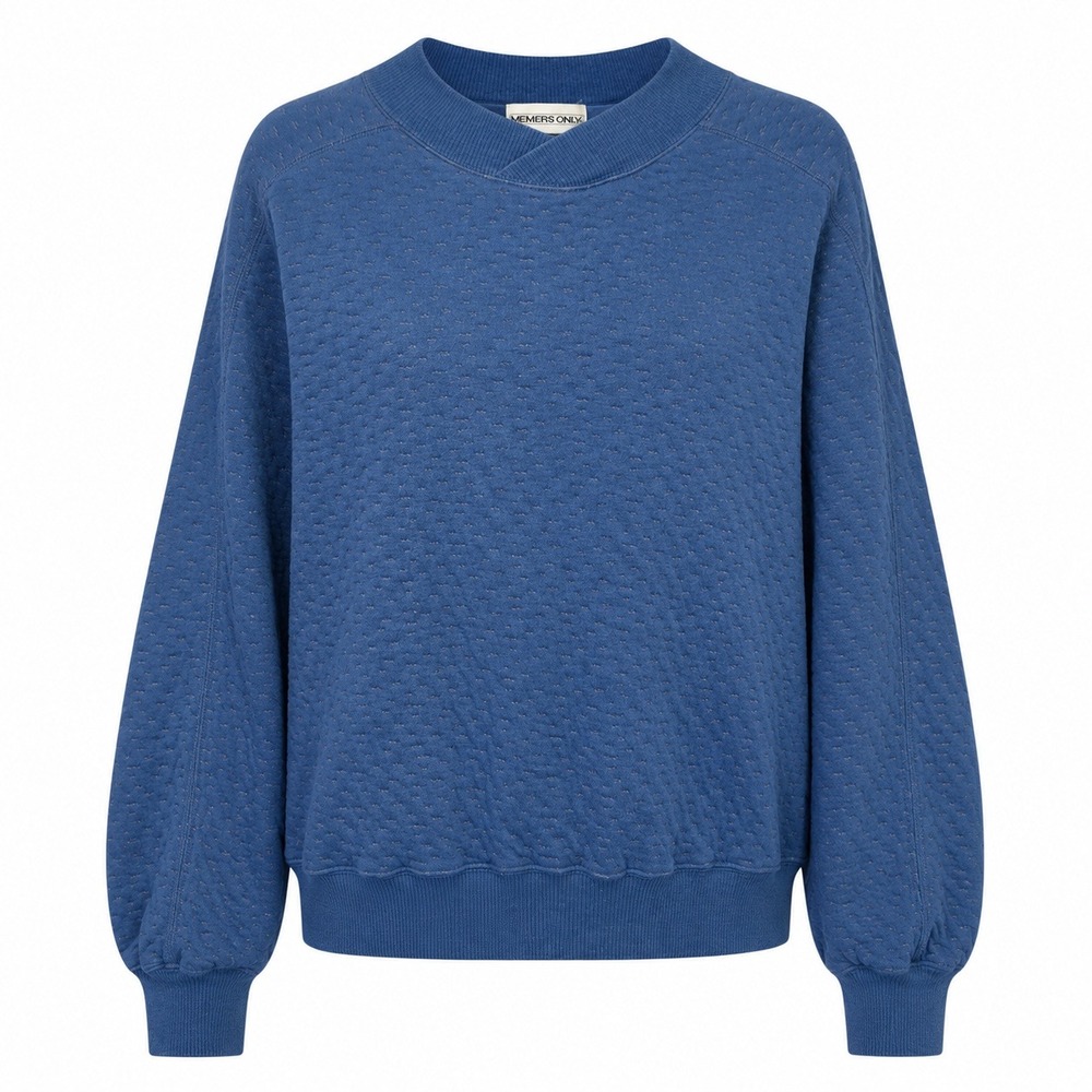 Vintage Members Only Blue Textured Knit Crossover Crew Neck Sweatshirt Mens M